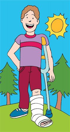 Cartoon image of kid/man with broken leg. Stock Photo - Budget Royalty-Free & Subscription, Code: 400-04646507