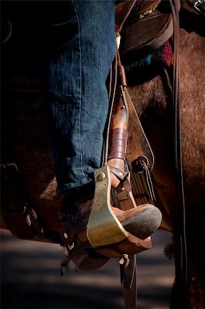 spur - Cowboy leg and foot in stirrup on horse Stock Photo - Budget Royalty-Free & Subscription, Code: 400-04646613