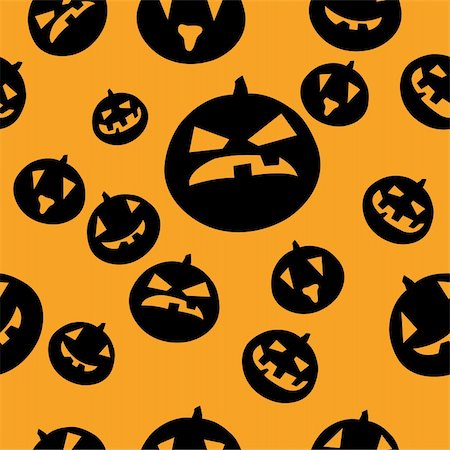 simsearch:400-05325412,k - Seamless pattern with black pumpkins on orange background. Vector illustration. Stock Photo - Budget Royalty-Free & Subscription, Code: 400-04648575