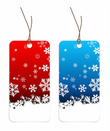 simsearch:400-04659792,k - Christmas tags with snowflakes (blue and red version) Stock Photo - Budget Royalty-Free & Subscription, Code: 400-04648675