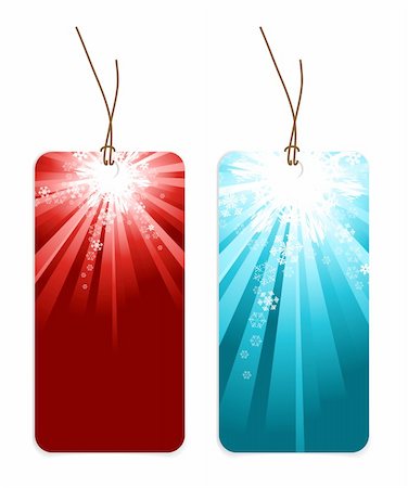 simsearch:400-04659792,k - Christmas tags with snowflakes (blue and red version) Stock Photo - Budget Royalty-Free & Subscription, Code: 400-04648699