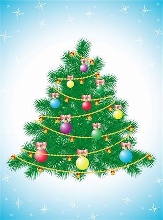 simsearch:400-04635890,k - The vector illustration contains the image of christmas tree with gold balls Stock Photo - Budget Royalty-Free & Subscription, Code: 400-04648885