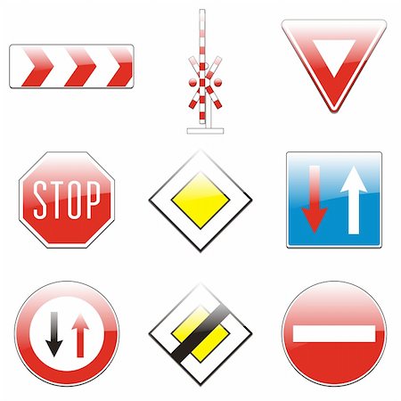 surpassing - three hundred fully editable vector european traffic signs with details ready to use Foto de stock - Super Valor sin royalties y Suscripción, Código: 400-04648970