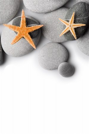 simsearch:400-05171275,k - Starfish on Pebbles as a border with a white background Stock Photo - Budget Royalty-Free & Subscription, Code: 400-04640525