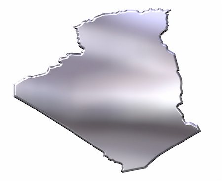 simsearch:400-05172499,k - Algeria 3d silver map isolated in white Stock Photo - Budget Royalty-Free & Subscription, Code: 400-04642335