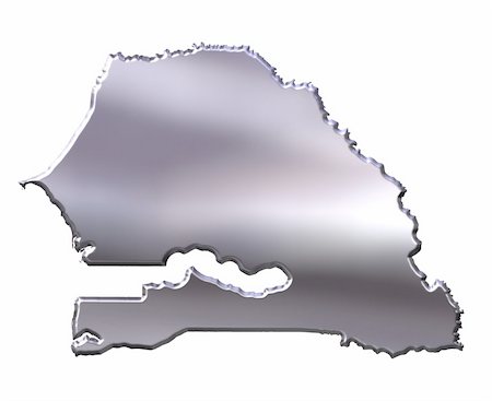 simsearch:400-05172499,k - Senegal 3d silver map isolated in white Stock Photo - Budget Royalty-Free & Subscription, Code: 400-04642359