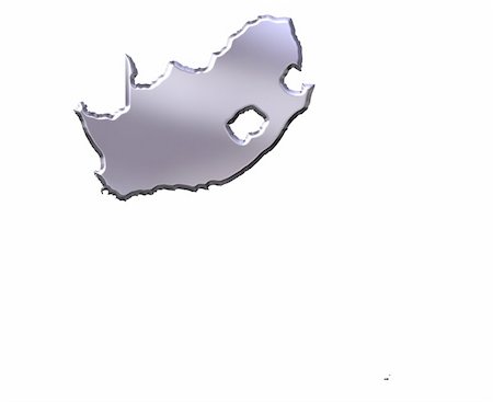 simsearch:400-05172499,k - South Africa 3d silver map isolated in white Stock Photo - Budget Royalty-Free & Subscription, Code: 400-04642365