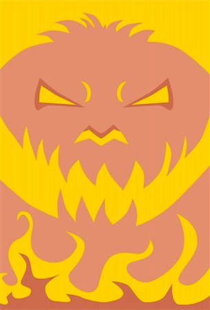 drawn pumpkins - An evil fiery Halloween pumpkin. Stock Photo - Budget Royalty-Free & Subscription, Code: 400-04642566
