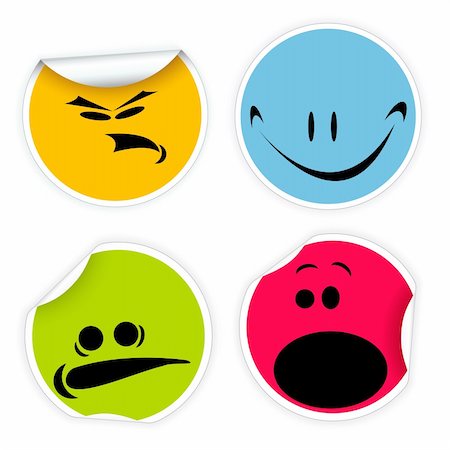 scary cartoon faces - Set of colorful labels with various smiles Stock Photo - Budget Royalty-Free & Subscription, Code: 400-04642978