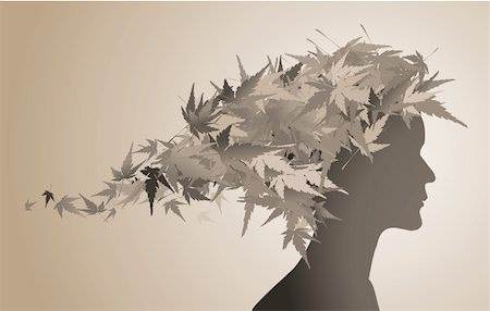 Autumn floral girl silhouette (with hairs from leafs) Stock Photo - Budget Royalty-Free & Subscription, Code: 400-04642987
