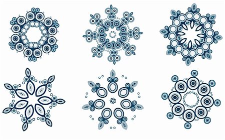 simsearch:400-05233207,k - Vector illustration of abstract floral and ornamental elements set. Snowflakes and stars  for your Christmas design Stock Photo - Budget Royalty-Free & Subscription, Code: 400-04643012