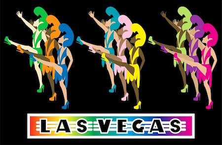 simsearch:400-04334131,k - Las Vegas Showgirl Dancers performing with high kicks. Used tiltawhirl font. Stock Photo - Budget Royalty-Free & Subscription, Code: 400-04643320