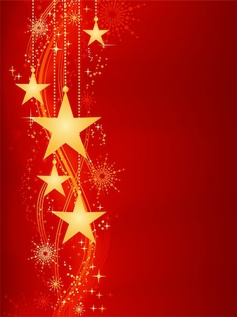 Festive dark red Christmas background with golden stars, snow flakes and grunge elements. Artwork grouped and layered. Background with blend and clipping mask. Use of linear and radial gradients. Stock Photo - Budget Royalty-Free & Subscription, Code: 400-04654300