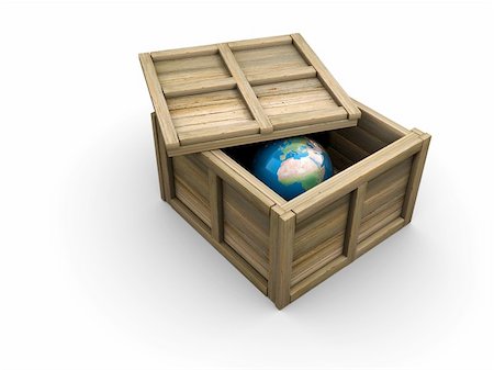 Earth globe sitting on an open container - 3d render Stock Photo - Budget Royalty-Free & Subscription, Code: 400-04654454