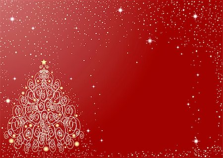 fireworks red background - Starry red background with ornate Christmas tree Stock Photo - Budget Royalty-Free & Subscription, Code: 400-04654953