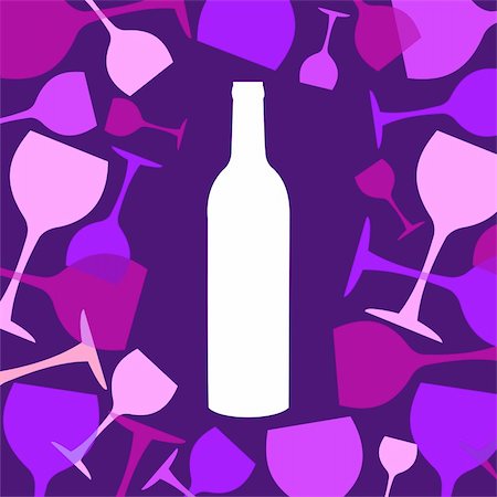 Wine bottles and wineglasses background. White, blue, pink and purple silhouettes Stock Photo - Budget Royalty-Free & Subscription, Code: 400-04655009