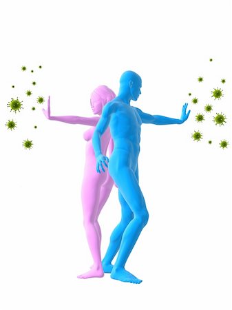 simsearch:400-04154364,k - 3d rendered illustration of a woman and a man blocking viruses Stock Photo - Budget Royalty-Free & Subscription, Code: 400-04657281