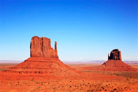 simsearch:862-08091453,k - West Mitten Butte and East Mitten Butte (The Mittens) at Monument Valley. Stock Photo - Budget Royalty-Free & Subscription, Code: 400-04658018