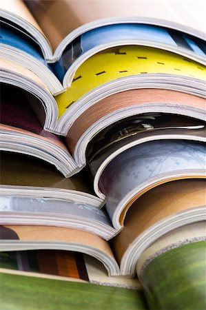 publishing - Stack of open magazines Stock Photo - Budget Royalty-Free & Subscription, Code: 400-04658333