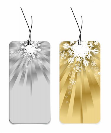 simsearch:400-04659792,k - Christmas tags with snowflakes (silver and golden version) Stock Photo - Budget Royalty-Free & Subscription, Code: 400-04658446