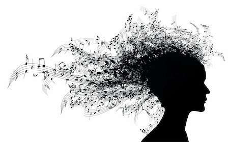 funky notes - Musical woman portrait silhouette with notes as hair (Muse) Stock Photo - Budget Royalty-Free & Subscription, Code: 400-04658453