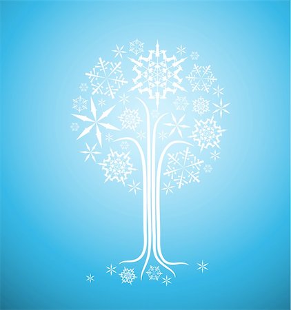 simsearch:400-07900302,k - Christmas winter abstract tree vector illustration with snowflakes Stock Photo - Budget Royalty-Free & Subscription, Code: 400-04658506