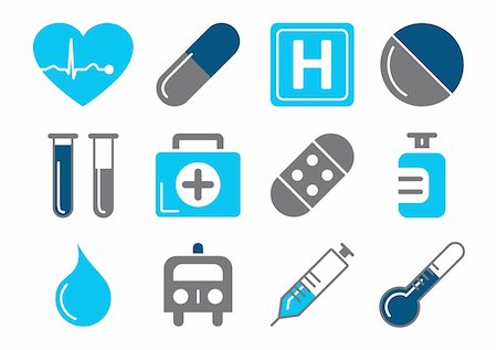 simsearch:400-05713485,k - Vector illustration of 12 different medical icons, blue color scheme Stock Photo - Budget Royalty-Free & Subscription, Code: 400-04658736