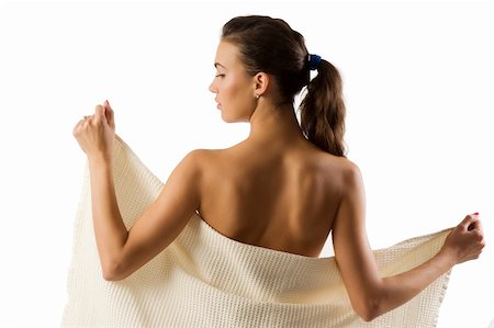 simsearch:400-05322963,k - beauty portrait of pretty woman with a bath towel showing her naked shoulder Stock Photo - Budget Royalty-Free & Subscription, Code: 400-04658855