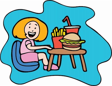 simsearch:400-04647880,k - Girl enjoys her favorite hamburger, fries and soda. Stock Photo - Budget Royalty-Free & Subscription, Code: 400-04659144