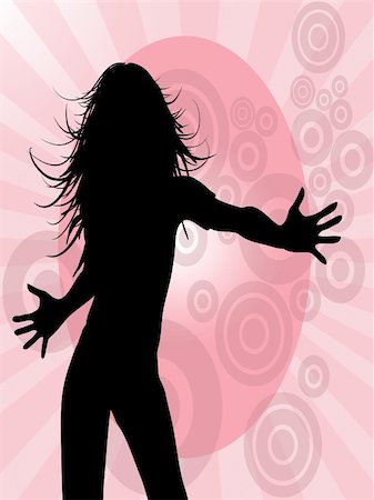 silhouette of dancing woman on background with frame Stock Photo - Budget Royalty-Free & Subscription, Code: 400-04659242