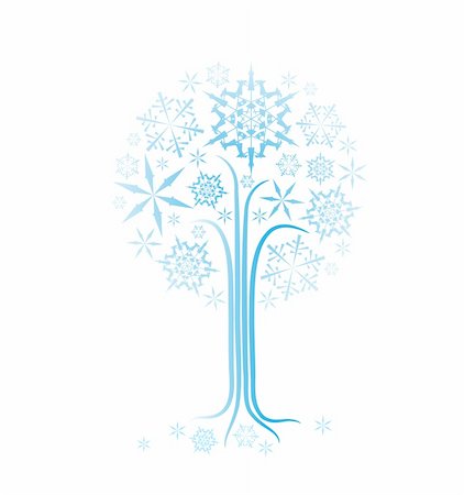simsearch:400-07900302,k - Christmas winter abstract tree vector illustration with snowflakes Stock Photo - Budget Royalty-Free & Subscription, Code: 400-04659793
