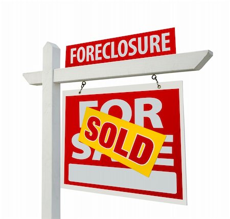 sold sign - Sold Foreclosure Home For Sale Real Estate Sign Isolated on a White Background. Stock Photo - Budget Royalty-Free & Subscription, Code: 400-04651018