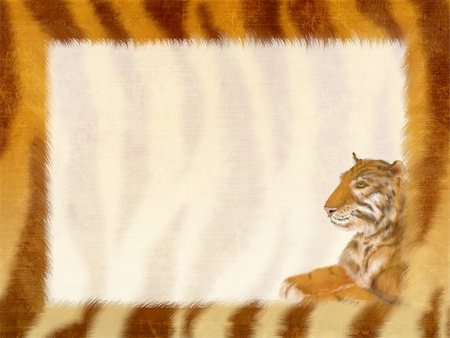 simsearch:400-04199406,k - Grunge frame - striped fur of a tiger Stock Photo - Budget Royalty-Free & Subscription, Code: 400-04651332