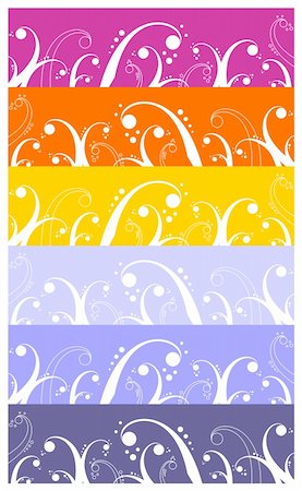 simsearch:400-04266669,k - Background with waves, curls and bubbles pattern; element for design.  Wide colorful strip background. Vector available Stock Photo - Budget Royalty-Free & Subscription, Code: 400-04651362