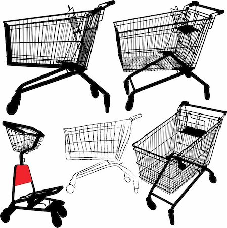simsearch:400-04321973,k - Vector illustration of empty shopping trolley silhouettes Stock Photo - Budget Royalty-Free & Subscription, Code: 400-04651953