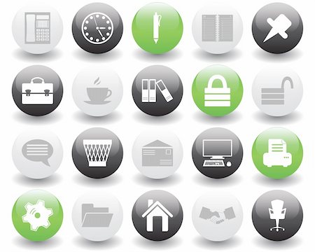 simsearch:400-03938572,k - Business and office set of different vector web icons Stock Photo - Budget Royalty-Free & Subscription, Code: 400-04652109