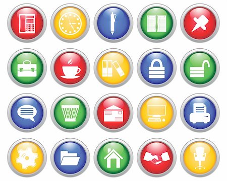 simsearch:400-03938572,k - Business and office set of different vector web icons Stock Photo - Budget Royalty-Free & Subscription, Code: 400-04652110