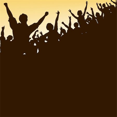 simsearch:400-05118638,k - Editable vector silhouette looking up at a celebrating crowd Stock Photo - Budget Royalty-Free & Subscription, Code: 400-04652254