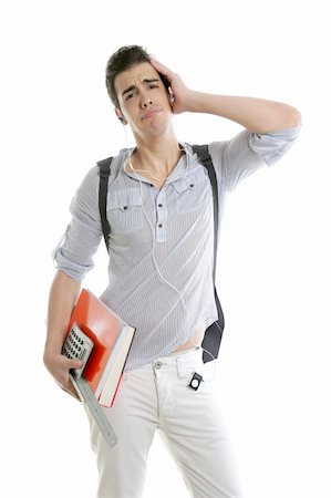 simsearch:400-04704759,k - Caucasian student worried with negative gesture isolated on white Stock Photo - Budget Royalty-Free & Subscription, Code: 400-04652467