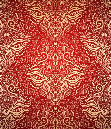red and gold fabric for curtains - Vector red and gold decorative royal seamless floral ornament Stock Photo - Budget Royalty-Free & Subscription, Code: 400-04652849