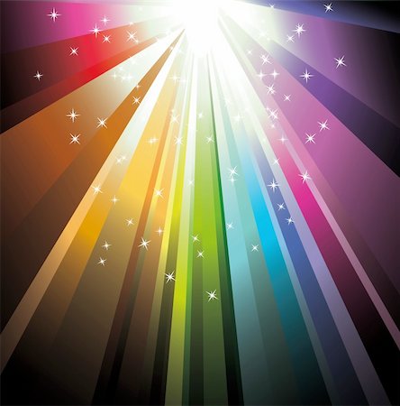 fluorescent rainbow background - Magic Rainbow Light with delicate Stars Stock Photo - Budget Royalty-Free & Subscription, Code: 400-04664037