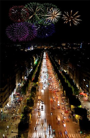 simsearch:400-04564562,k - Famous boulveard Champs Elysees in Paris, France and celeberation fireworks Stock Photo - Budget Royalty-Free & Subscription, Code: 400-04664531
