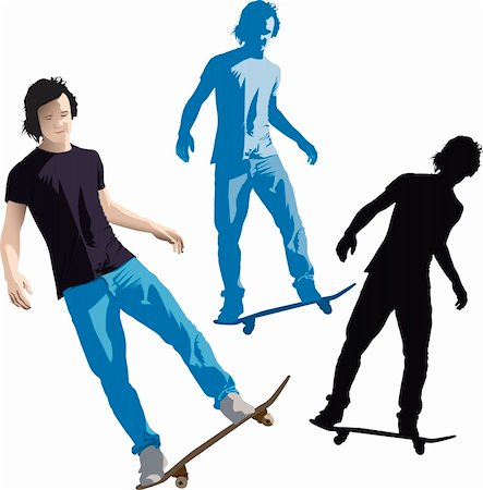 simsearch:400-05737917,k - Vector illustration of young teenage skater doing a trick on a skateboard Stock Photo - Budget Royalty-Free & Subscription, Code: 400-04665663
