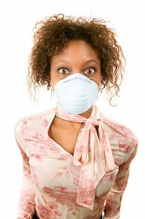 African-American woman wearing flu mask on her face Stock Photo - Budget Royalty-Free & Subscription, Code: 400-04665837