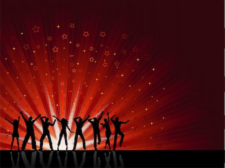 simsearch:400-04389591,k - Silhouettes of people dancing on a starry background Stock Photo - Budget Royalty-Free & Subscription, Code: 400-04666029