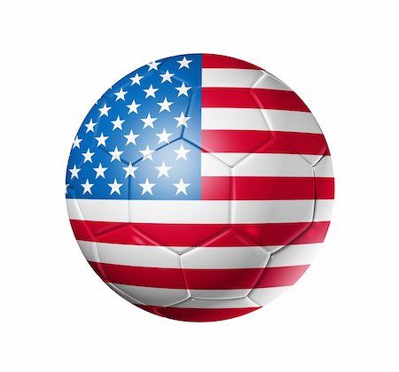 3D soccer ball with USA team flag, world football cup 2010. isolated on white with clipping path Stock Photo - Budget Royalty-Free & Subscription, Code: 400-04666321