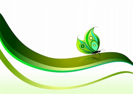 simsearch:400-05706564,k - butterfly sitting on abstract green lines representing nature made in illustrator cs4 Stock Photo - Budget Royalty-Free & Subscription, Code: 400-04666576