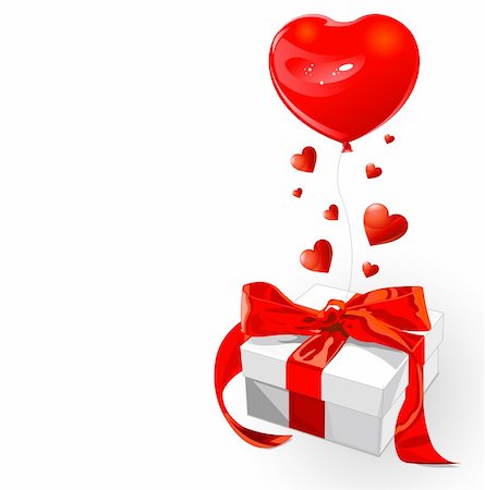 simsearch:400-04886615,k - Valentine gift with red bow and heart shape balloon Stock Photo - Budget Royalty-Free & Subscription, Code: 400-04667142