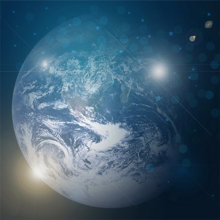 simsearch:400-04726836,k - Earth blue planet in space with star Photographie de stock - Aubaine LD & Abonnement, Code: 400-04667391