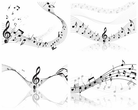 simsearch:400-06106160,k - Vector musical notes staff backgrounds set for design use Stock Photo - Budget Royalty-Free & Subscription, Code: 400-04667600